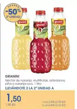 Supermercados Plaza Granini - nectar de naranja, multifrutas, arándanos, piña o naranja-uva oferta