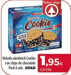 Spar Tenerife Spar - helado sandwich cookie con chips de chocolate oferta