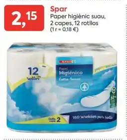 SPAR SPAR Paper higiènic suau, 2 capes, 12 rotllos oferta
