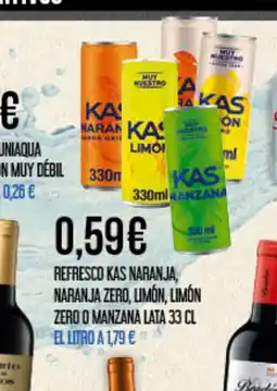 Claudio Refresco kas naranja, naranja zero, limón, limón ZERO O MANZANA LATA oferta