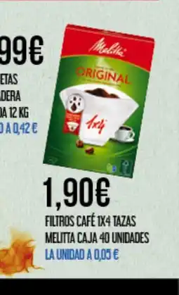 Claudio Filtros café 1x4 tazas melitta caja 40 unidades oferta