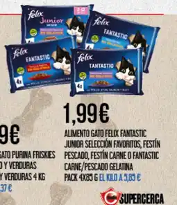 Claudio Alimento gato felix fantastic junior selección favoritos, festín pescado, festín carne o fantastic carne/pescado gelatina oferta