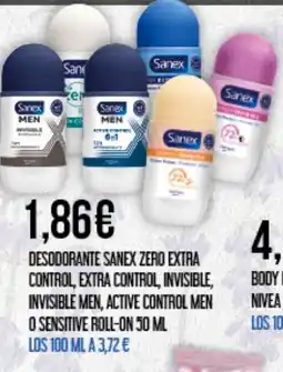 Claudio Desodorante sanex zero extra control, extra control, invisible, invisible men, active control men o sensitive roll-on oferta