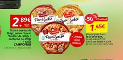 Maskom Supermercados CAMPOFRIO Pizza 4 quesos de 365gr, jamón/queso cheddar oferta
