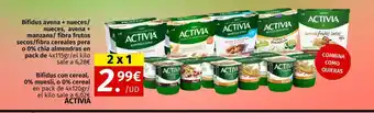 ACTIVIA Bifidus avena + nueces/ nueces, avena + manzana/ fibra frutos secos/fibra cereales pera o 0% chía almendras