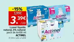 Maskom Supermercados ACTIMEL Lcasei líquido natural, 0% natural oferta