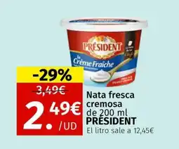 Maskom Supermercados PRÉSIDENT Nata fresca cremosa oferta