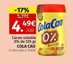 Maskom Supermercados COLA CAO Cacao soluble 0% oferta