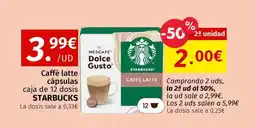 Maskom Supermercados STARBUCKS Caffé latte cápsulas oferta