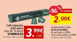 Maskom Supermercados STARBUCKS Café cápsulas pike place caja de 10 dosis oferta
