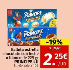Maskom Supermercados PRINCIPE LU Galleta estrella chocolate con leche o blanco oferta