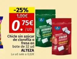 Maskom Supermercados ALTEZA Chicle sin azúcar de clorofila o fresa en bote de 32 ud oferta