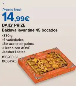 Costco DAILY PRIZE Baklava levantine 45 bocados oferta