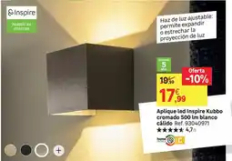 Leroy Merlin Blanco - aplique led inspire kubbo cromado 500 lm calido oferta