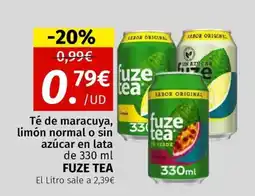 Maskom Supermercados FUZE TEA Té de maracuya, limón normal o sin azúcar en lata oferta
