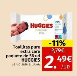 Maskom Supermercados HUGGIES Toallitas pure extra care paquete de 56 ud oferta