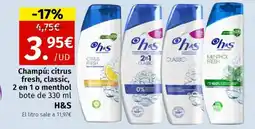 Maskom Supermercados H&S Champú: citrus fresh, classic, 2 en 1 o menthol oferta