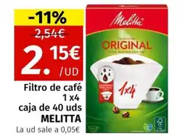Maskom Supermercados MELITTA Filtro de café 1x4 caja de 40 uds oferta