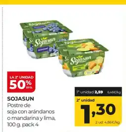 Alimerka SOJASUN Postre de soja con arándanos o mandarina y lima oferta