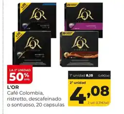Alimerka L'OR Café Colombia ristretto, descafeinado o sontuoso, 20 capsulas oferta