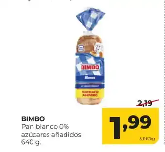 Alimerka BIMBO Pan blanco 0% azúcares añadidos oferta