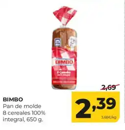 Alimerka BIMBO Pan de molde 8 cereales 100% oferta