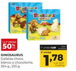 Alimerka DINOSAURUS Galletas choco blanco o chocoleche oferta
