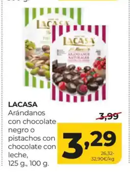Alimerka LACASA Arándanos con chocolate negro o pistachos con chocolate con leche oferta