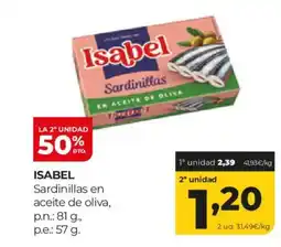 Alimerka ISABEL Sardinillas en aceite de oliva oferta