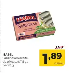 Alimerka ISABEL Sardinas en aceite de oliva oferta