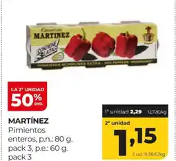 Alimerka MARTÍNEZ Pimientos enteros oferta