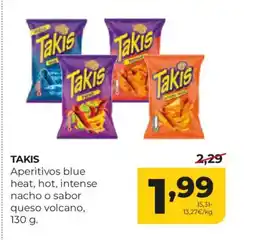 Alimerka TAKIS Aperitivos blue heat, hot, intense nacho o sabor queso volcano oferta
