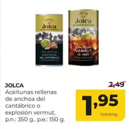 Alimerka JOLCA Aceitunas rellenas de anchoa del cantábrico o explosión vermut oferta