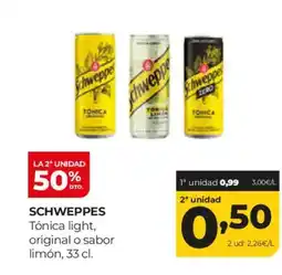 Alimerka SCHWEPPES Tónica light, original o sabor limón oferta