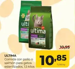 Alimerka ULTIMA Comida con pollo o salmón para gatos esterilizados oferta