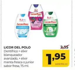 Alimerka LICOR DEL POLO Dentifrico + elixir blanqueador avanzado, + elixir menta fresca o junior sabor fresa oferta