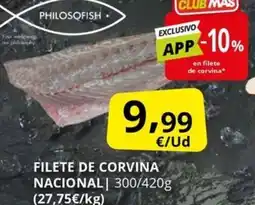Supermercados MAS Filete de corvina nacional oferta