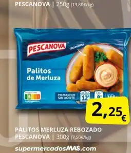 Supermercados MAS PESCANOVA Palitos merluza rebozado oferta