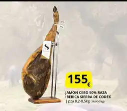 Supermercados MAS SIERRA DE CODEX Jamon cebo 50% raza ibérica oferta