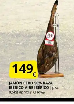 Supermercados MAS AIRE IBÉRICO Jamón cebo 50% raza ibérico oferta