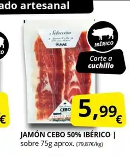 Supermercados MAS Jamón cebo 50% ibérico oferta