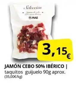 Supermercados MAS Jamón cebo 50% ibérico oferta