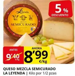 Supermercados MAS LA LEYENDA Queso mezcla semicurado oferta
