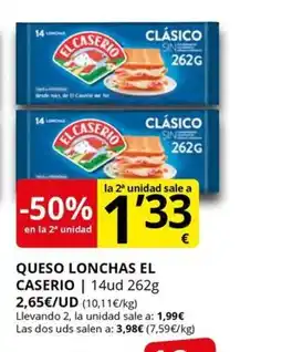 Supermercados MAS EL CASERIO QUeso lonchas oferta