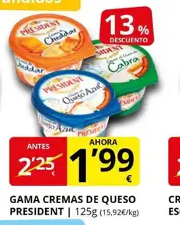 Supermercados MAS PRESIDENT Gama cremas de queso oferta