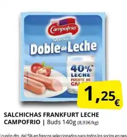 Supermercados MAS CAMPOFRIO Salchichas frankfurt leche oferta