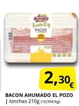Supermercados MAS EL POZO Bacon ahumado oferta