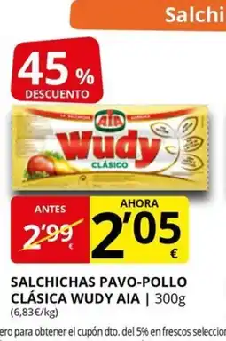 Supermercados MAS AIA Salchichas pavo-pollo clásica wudy oferta
