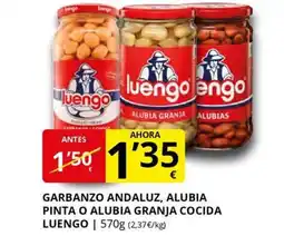 Supermercados MAS LUENGO Garbanzo andaluz, alubia pinta o alubia granja cocida oferta