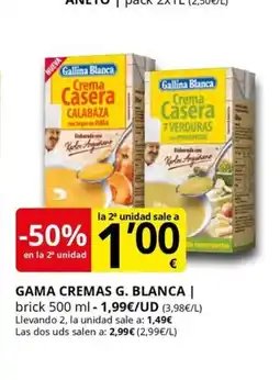 Supermercados MAS Gama cremas g. blanca oferta
